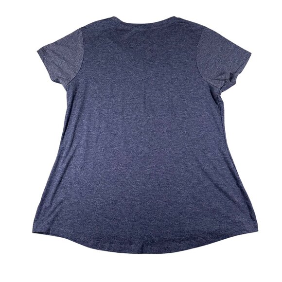 Marthas Vineyard Womens XL League Blue V-Neck Short Sleeve Script Font Tee T-shi - Picture 8 of 8